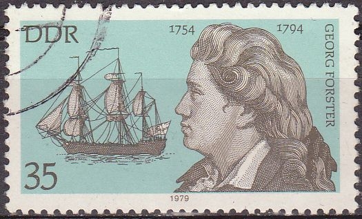 Alemania DDR 1979 Scott 1998 Sello º Personajes George Foster (1754-94) y Barco del Capitan Cook Allemagne Duitsland Germania Germany Alemagne Deutschland